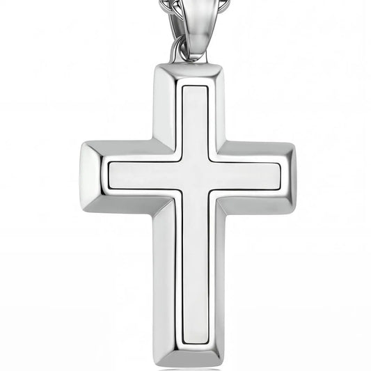Cross Necklace for Men, Waterproof Stainless Steel Christian Cross Pendant, Non Tarnish Everyday Faith Jewelry Gift for Son Boyfriend Husband