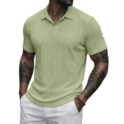 JMIERR 2026 Mens Casual Knit Polo Shirts Stretchy Old Money Textured Short Sleeve Dress Golf Shirts