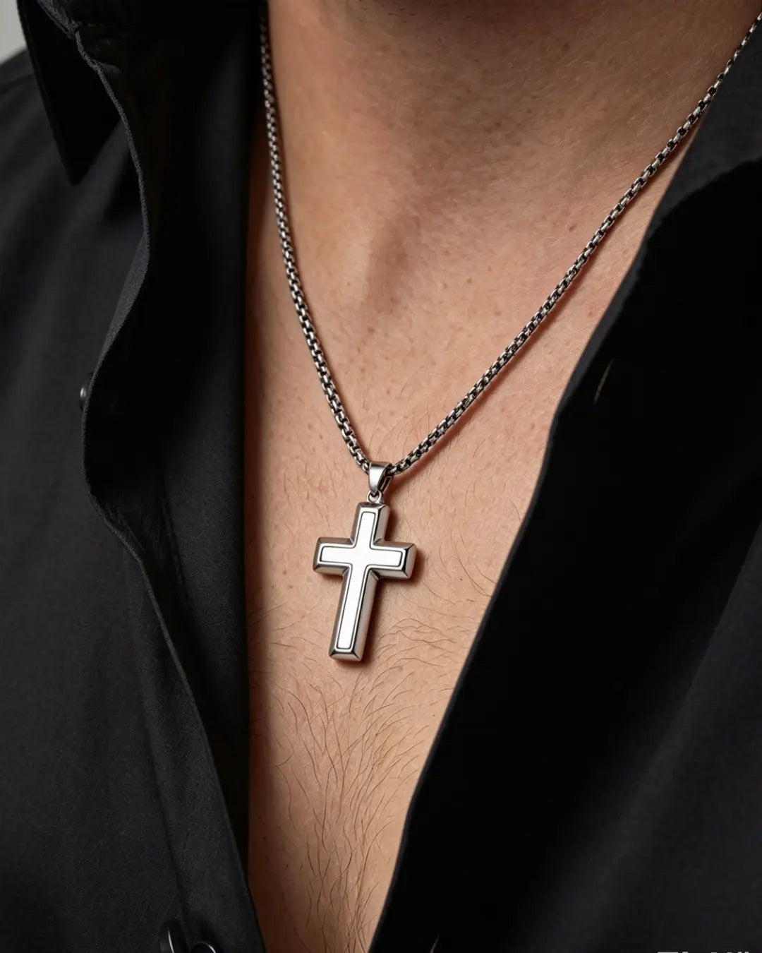 Cross Necklace for Men, Waterproof Stainless Steel Christian Cross Pendant, Non Tarnish Everyday Faith Jewelry Gift for Son Boyfriend Husband