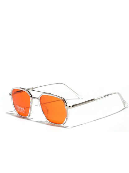 Summer 2025 Simple Polarized Shades Sunglasses for Everyday Use, Summer Geometric Frame Double Beam Fashion Sunglasses, Travel Accessories, Trendy Casual Sunglasses, National Day Offers