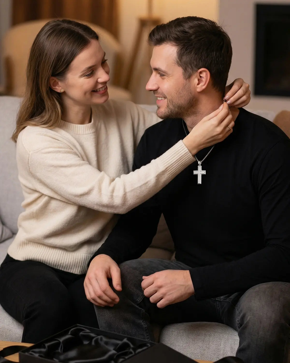 Cross Necklace for Men, Waterproof Stainless Steel Christian Cross Pendant, Non Tarnish Everyday Faith Jewelry Gift for Son Boyfriend Husband