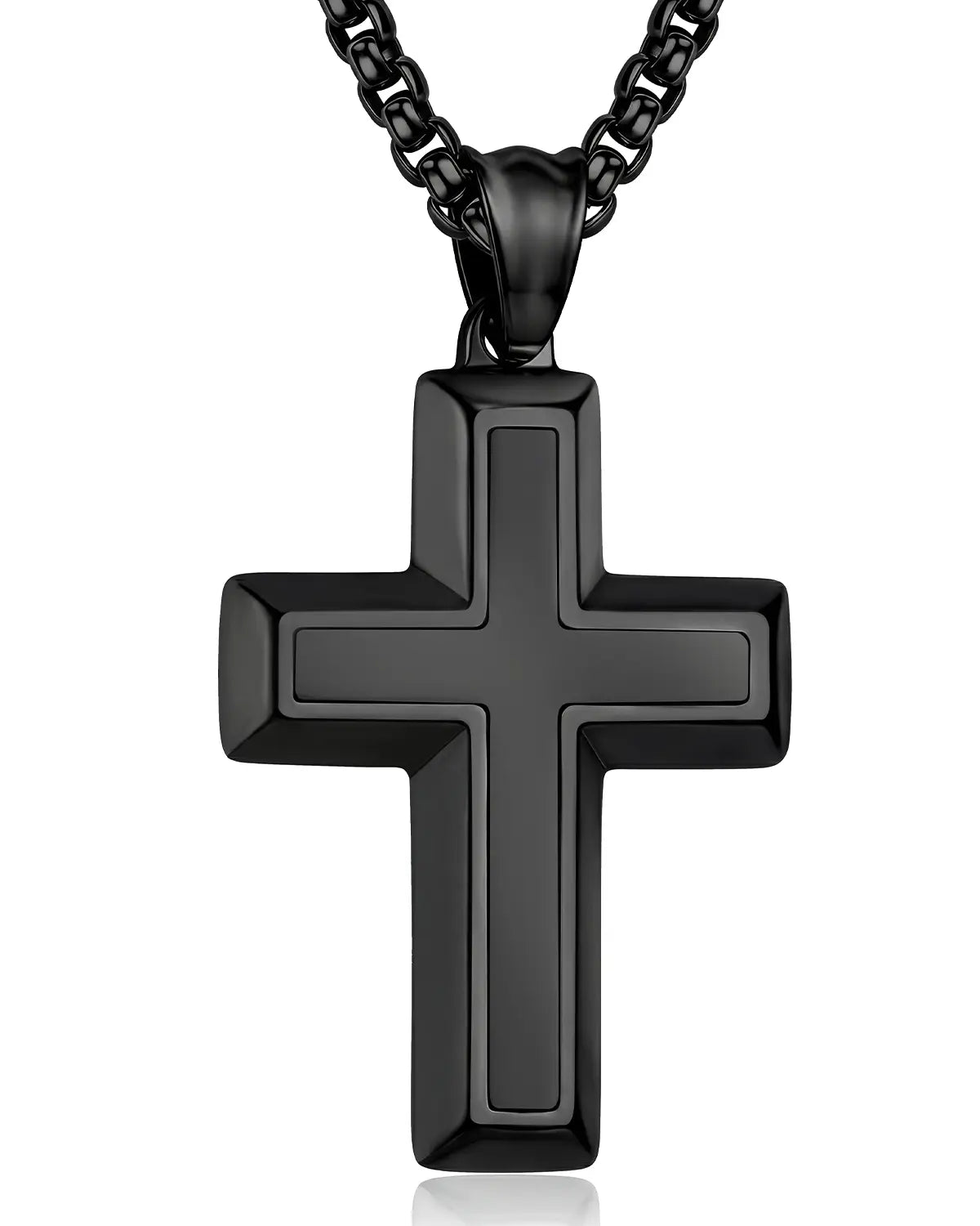 Cross Necklace for Men, Waterproof Stainless Steel Christian Cross Pendant, Non Tarnish Everyday Faith Jewelry Gift for Son Boyfriend Husband