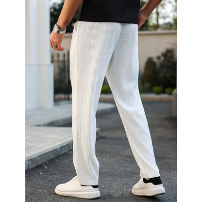Men'S Solid Drawstring Waist Pants, Plain Casual Comfy Trousers For, Resort Style Men'S Bottoms for Daily Wear, Pants for Men, Menswear, Mens Clothing,Street Style