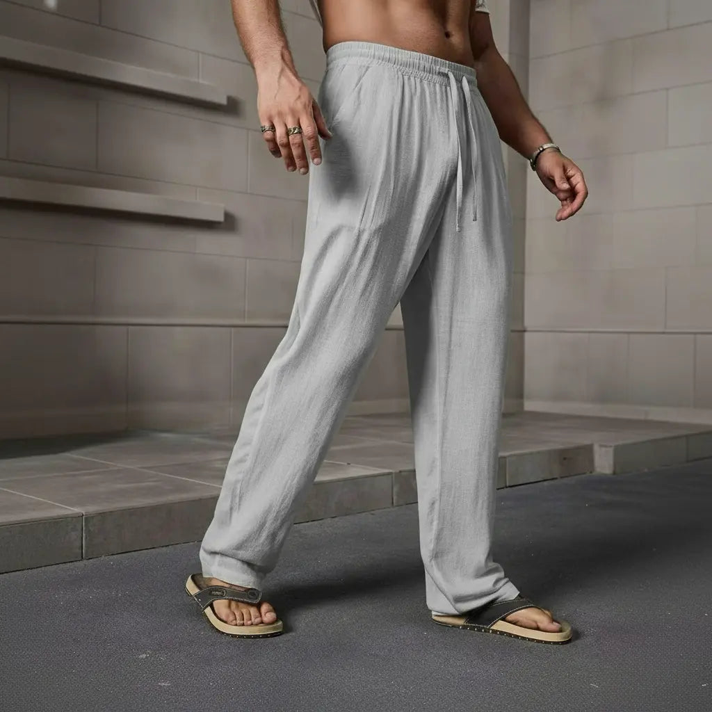 Summer 3 Pack Lightweight Breathable Lyocell Linen Straight Leg Pants — Men’S Fashion Loose Casual Drawstring Long Pants, Available in Multiple Colors, Perfect Gift for Boyfriend/Husband for Summer, Lightweight Essential Solid Color Pants