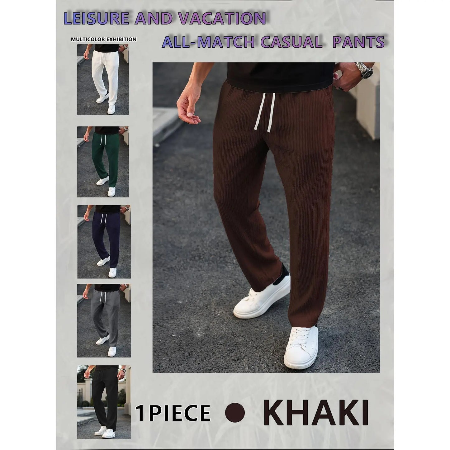 Men'S Solid Drawstring Waist Pants, Plain Casual Comfy Trousers For, Resort Style Men'S Bottoms for Daily Wear, Pants for Men, Menswear, Mens Clothing,Street Style