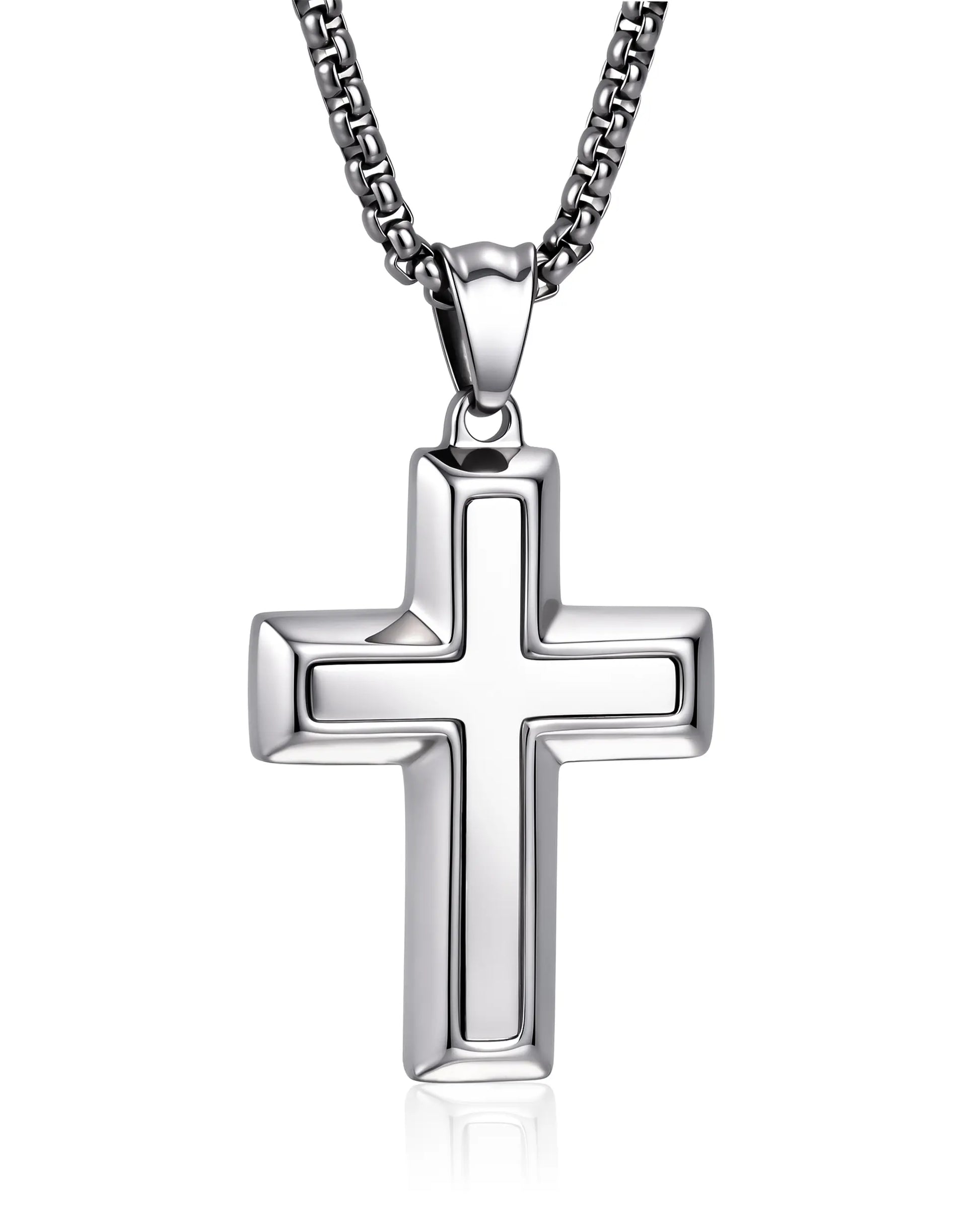 Cross Necklace for Men, Waterproof Stainless Steel Christian Cross Pendant, Non Tarnish Everyday Faith Jewelry Gift for Son Boyfriend Husband