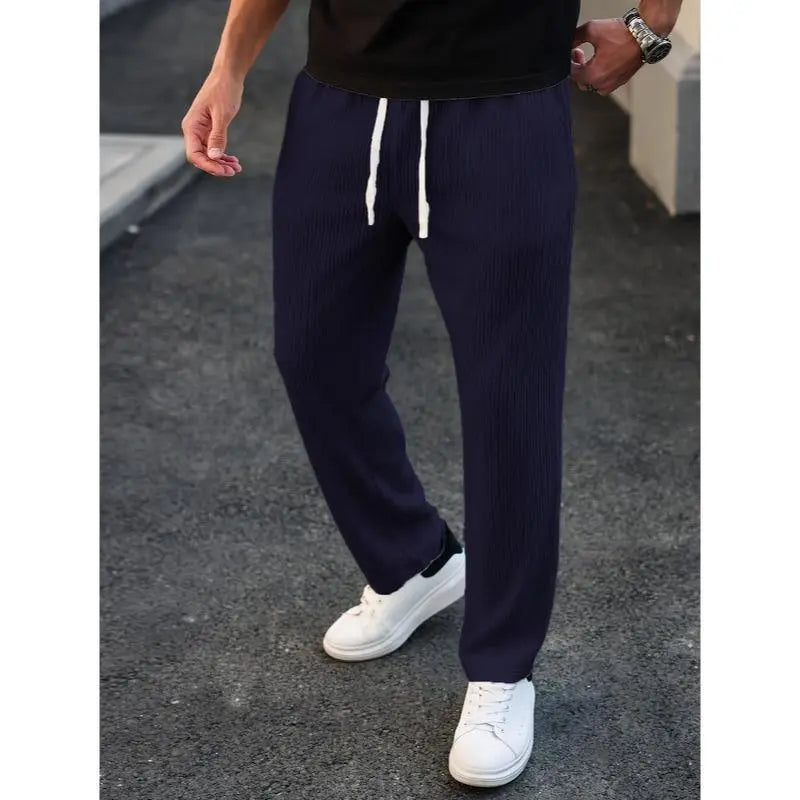 Men'S Solid Drawstring Waist Pants, Plain Casual Comfy Trousers For, Resort Style Men'S Bottoms for Daily Wear, Pants for Men, Menswear, Mens Clothing,Street Style