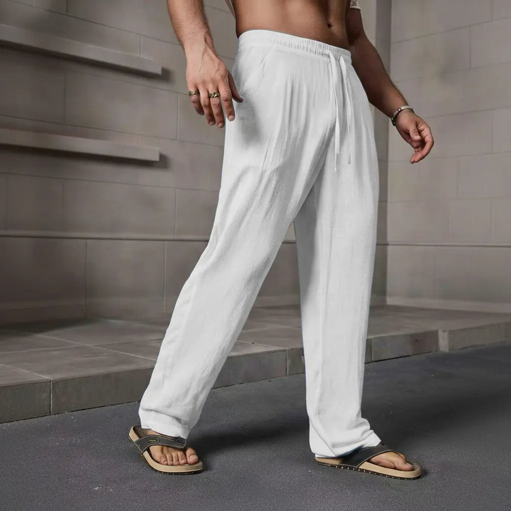Summer 3 Pack Lightweight Breathable Lyocell Linen Straight Leg Pants — Men’S Fashion Loose Casual Drawstring Long Pants, Available in Multiple Colors, Perfect Gift for Boyfriend/Husband for Summer, Lightweight Essential Solid Color Pants