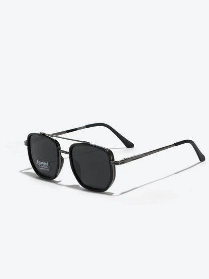 Summer 2025 Simple Polarized Shades Sunglasses for Everyday Use, Summer Geometric Frame Double Beam Fashion Sunglasses, Travel Accessories, Trendy Casual Sunglasses, National Day Offers