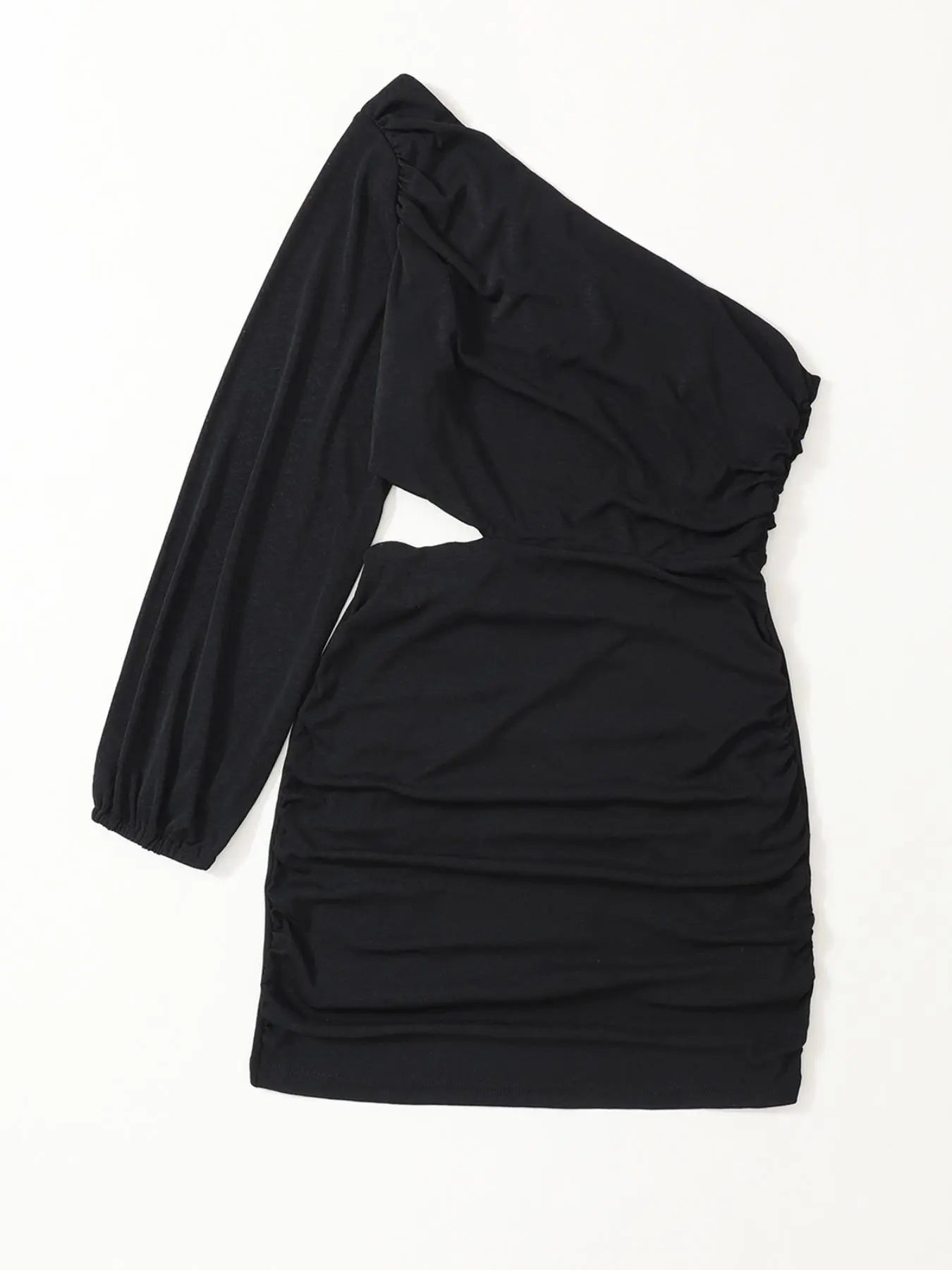 Women'S Solid Color Asymmetric One Shoulder Cutout Bodycon Dress