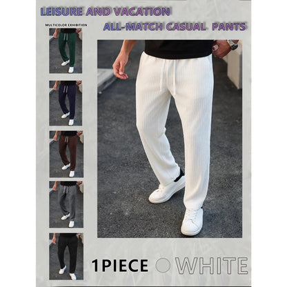 Men'S Solid Drawstring Waist Pants, Plain Casual Comfy Trousers For, Resort Style Men'S Bottoms for Daily Wear, Pants for Men, Menswear, Mens Clothing,Street Style