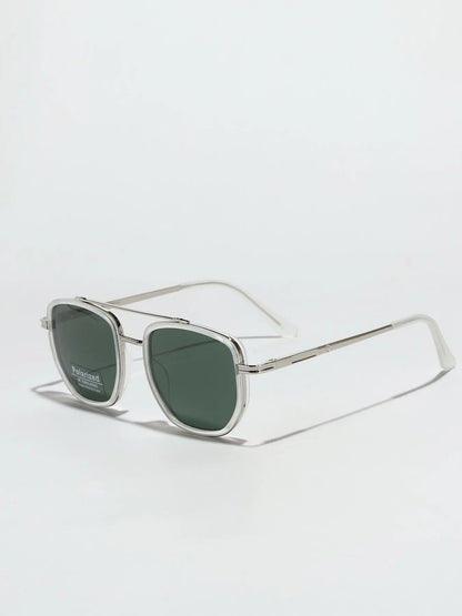 Summer 2025 Simple Polarized Shades Sunglasses for Everyday Use, Summer Geometric Frame Double Beam Fashion Sunglasses, Travel Accessories, Trendy Casual Sunglasses, National Day Offers