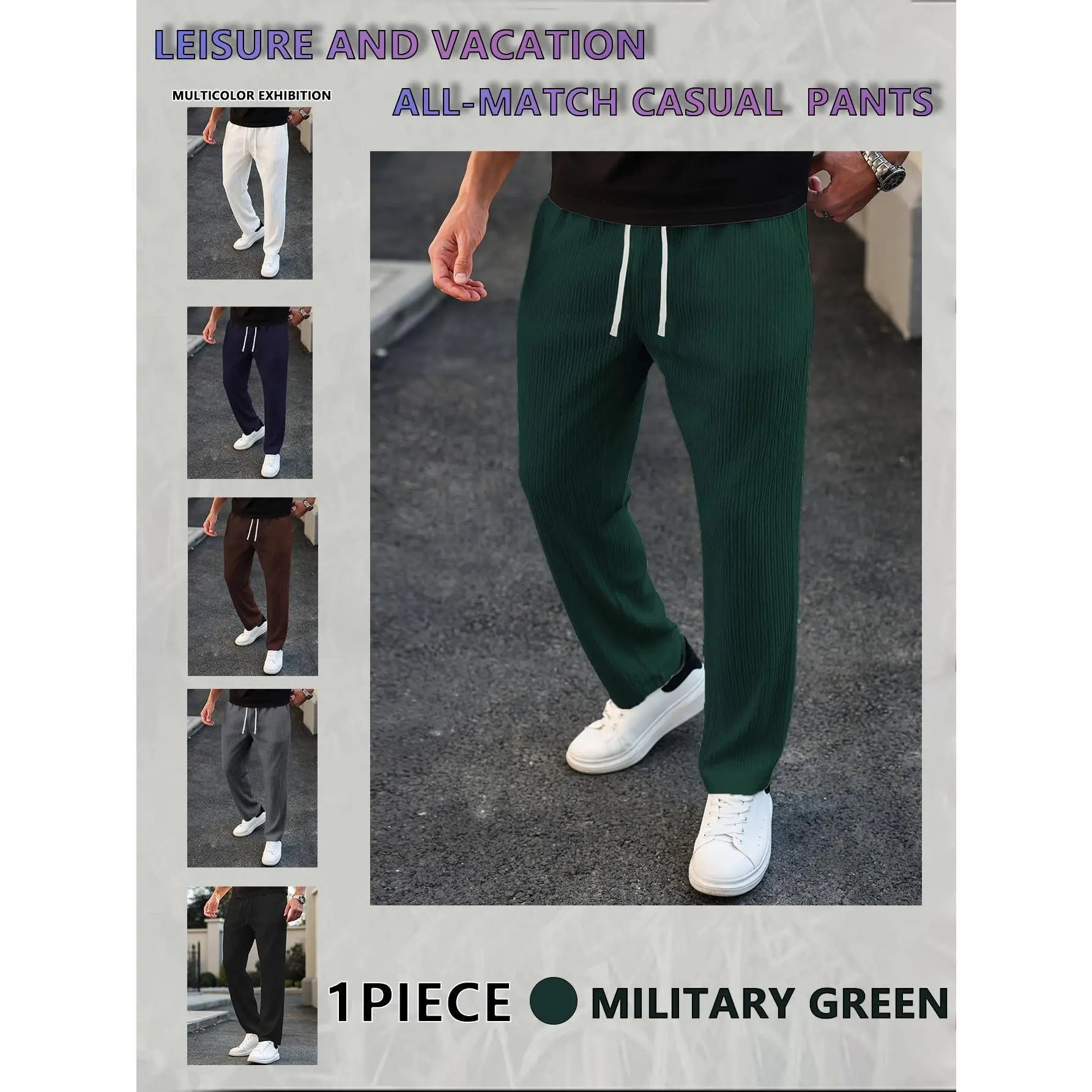 Men'S Solid Drawstring Waist Pants, Plain Casual Comfy Trousers For, Resort Style Men'S Bottoms for Daily Wear, Pants for Men, Menswear, Mens Clothing,Street Style