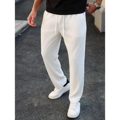 Men'S Solid Drawstring Waist Pants, Plain Casual Comfy Trousers For, Resort Style Men'S Bottoms for Daily Wear, Pants for Men, Menswear, Mens Clothing,Street Style