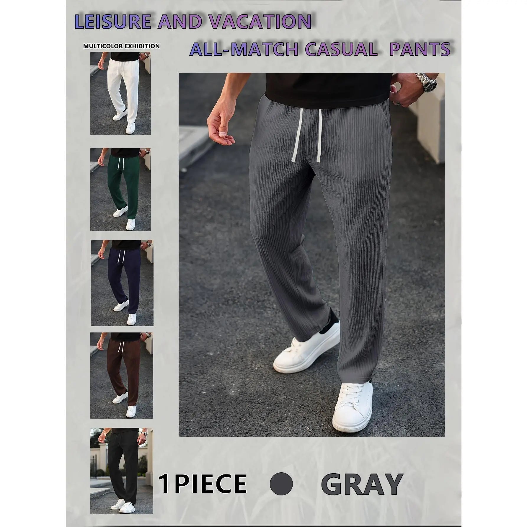 Men'S Solid Drawstring Waist Pants, Plain Casual Comfy Trousers For, Resort Style Men'S Bottoms for Daily Wear, Pants for Men, Menswear, Mens Clothing,Street Style