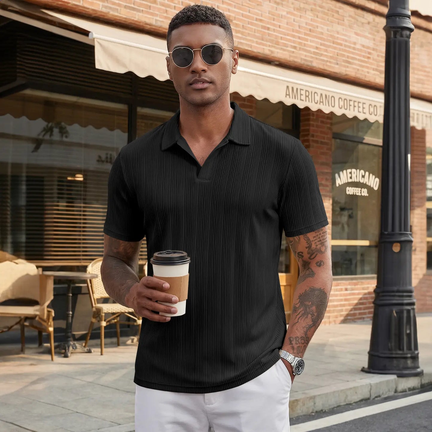 JMIERR 2026 Mens Casual Knit Polo Shirts Stretchy Old Money Textured Short Sleeve Dress Golf Shirts