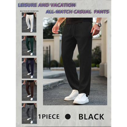 Men'S Solid Drawstring Waist Pants, Plain Casual Comfy Trousers For, Resort Style Men'S Bottoms for Daily Wear, Pants for Men, Menswear, Mens Clothing,Street Style