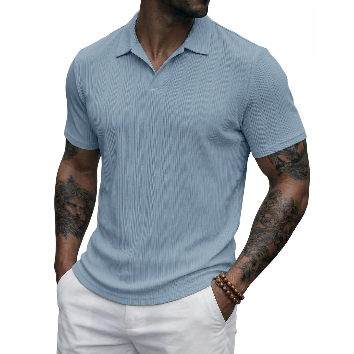 JMIERR 2026 Mens Casual Knit Polo Shirts Stretchy Old Money Textured Short Sleeve Dress Golf Shirts