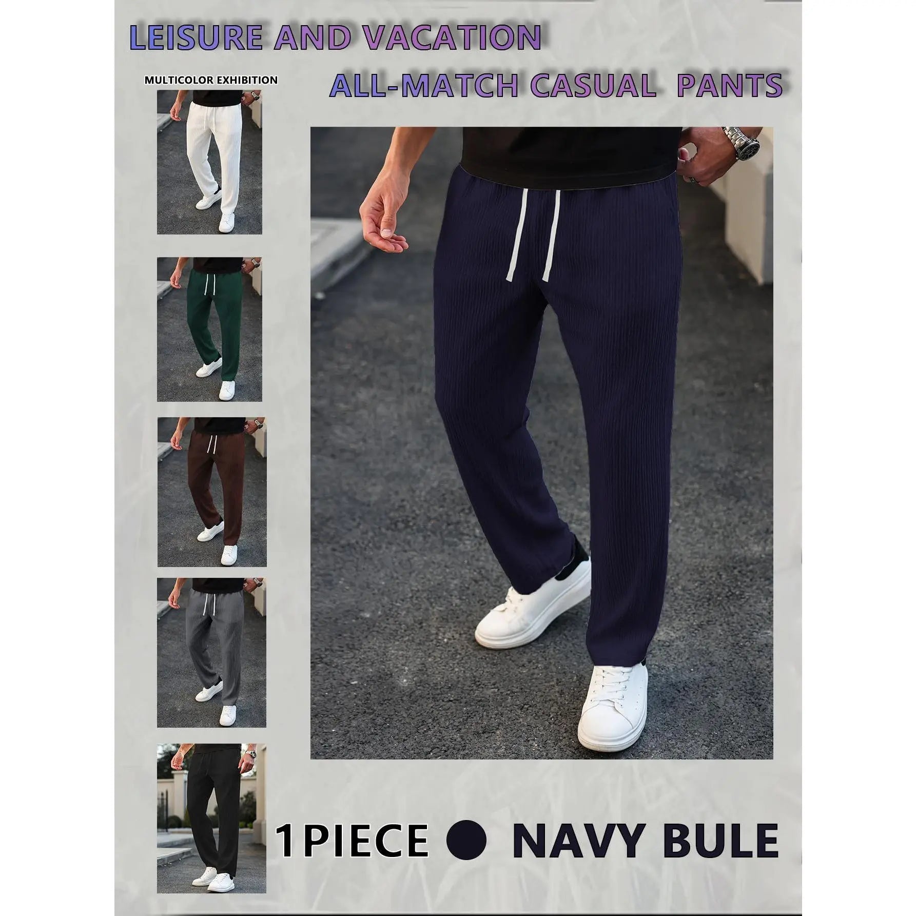 Men'S Solid Drawstring Waist Pants, Plain Casual Comfy Trousers For, Resort Style Men'S Bottoms for Daily Wear, Pants for Men, Menswear, Mens Clothing,Street Style