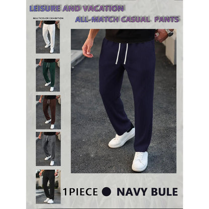 Men'S Solid Drawstring Waist Pants, Plain Casual Comfy Trousers For, Resort Style Men'S Bottoms for Daily Wear, Pants for Men, Menswear, Mens Clothing,Street Style