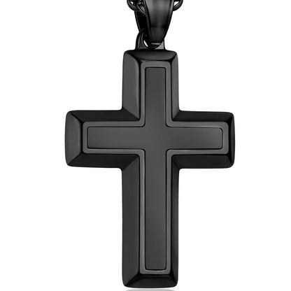 Cross Necklace for Men, Waterproof Stainless Steel Christian Cross Pendant, Non Tarnish Everyday Faith Jewelry Gift for Son Boyfriend Husband