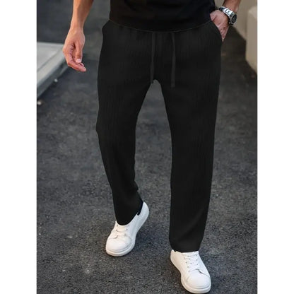 Men'S Solid Drawstring Waist Pants, Plain Casual Comfy Trousers For, Resort Style Men'S Bottoms for Daily Wear, Pants for Men, Menswear, Mens Clothing,Street Style