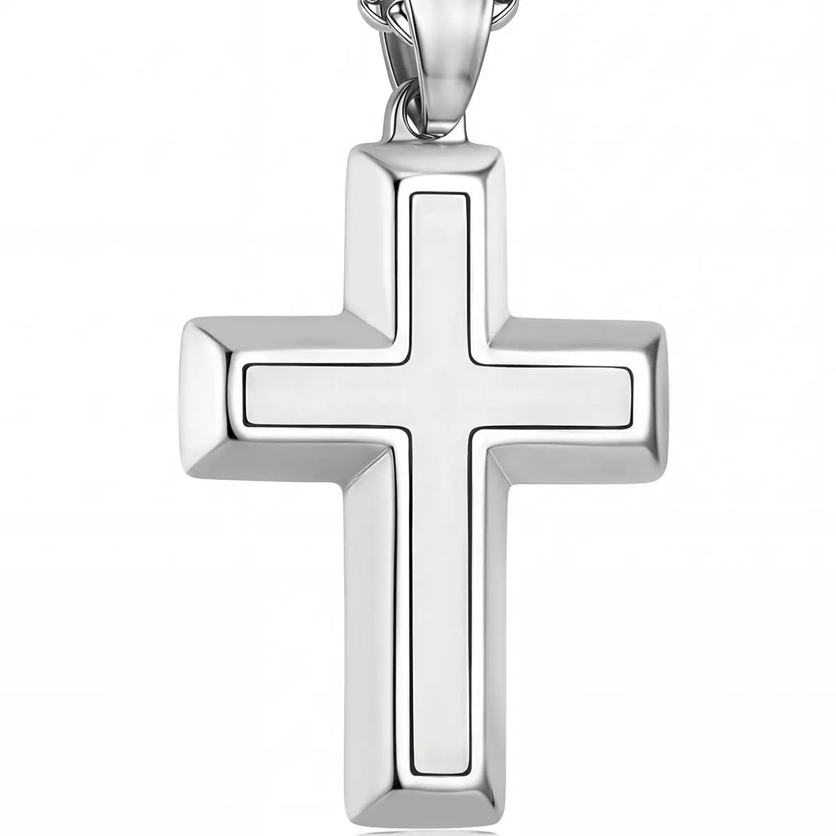Cross Necklace for Men, Waterproof Stainless Steel Christian Cross Pendant, Non Tarnish Everyday Faith Jewelry Gift for Son Boyfriend Husband