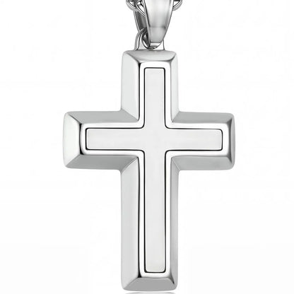 Cross Necklace for Men, Waterproof Stainless Steel Christian Cross Pendant, Non Tarnish Everyday Faith Jewelry Gift for Son Boyfriend Husband