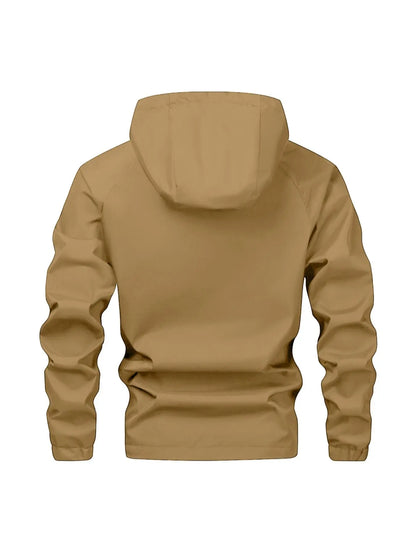 Men'S Solid Color Half Zip Pocket Hooded Jacket, Regular Fit Casual Long Sleeve Drawstring Waterproof Jacket for Fall & Winter, Men Clothing for Daily Wear Zip up Jackets
