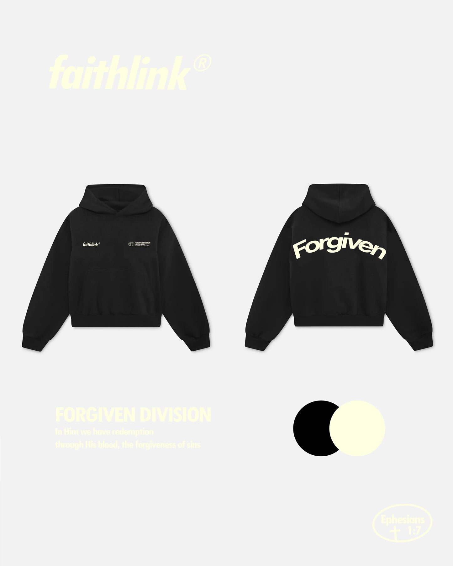 Faith Link Co. - Forgiven Hoodie - 100% Premium Cotton, Message-Driven and Scripture-Based Design (Ephesians 1:7)