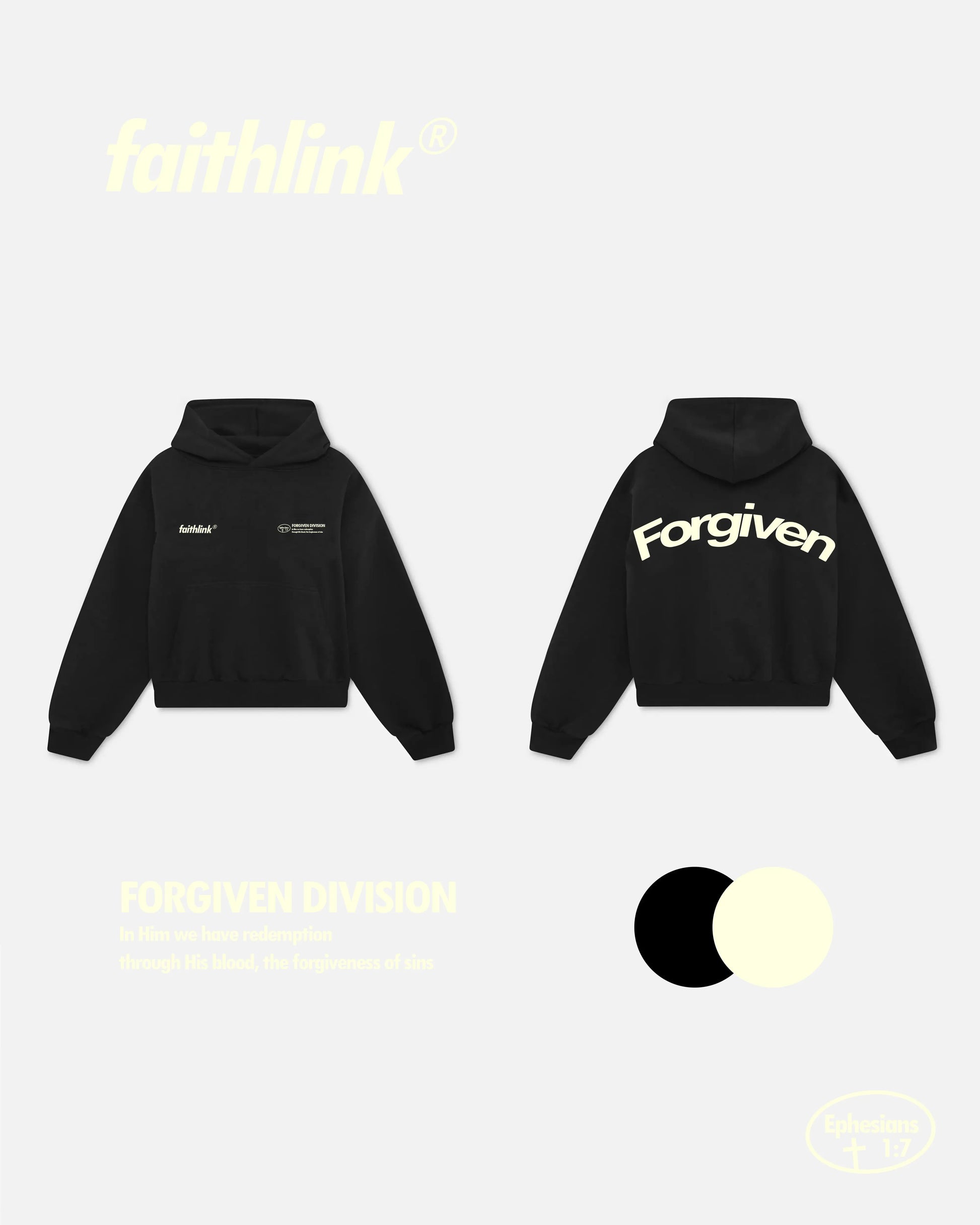 Faith Link Co. - Forgiven Hoodie - 100% Premium Cotton, Message-Driven and Scripture-Based Design (Ephesians 1:7)