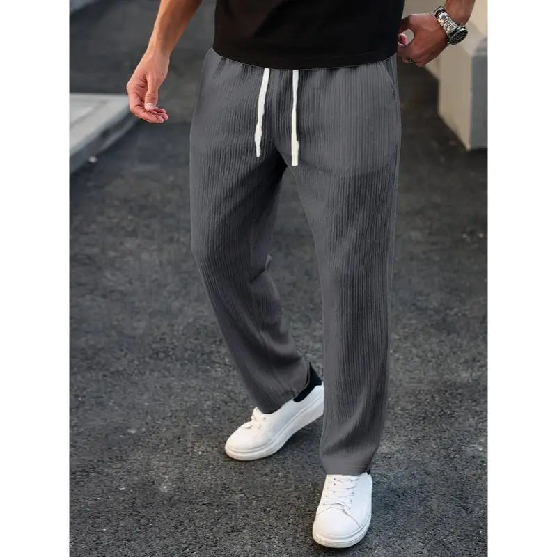 Men'S Solid Drawstring Waist Pants, Plain Casual Comfy Trousers For, Resort Style Men'S Bottoms for Daily Wear, Pants for Men, Menswear, Mens Clothing,Street Style