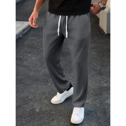 Men'S Solid Drawstring Waist Pants, Plain Casual Comfy Trousers For, Resort Style Men'S Bottoms for Daily Wear, Pants for Men, Menswear, Mens Clothing,Street Style